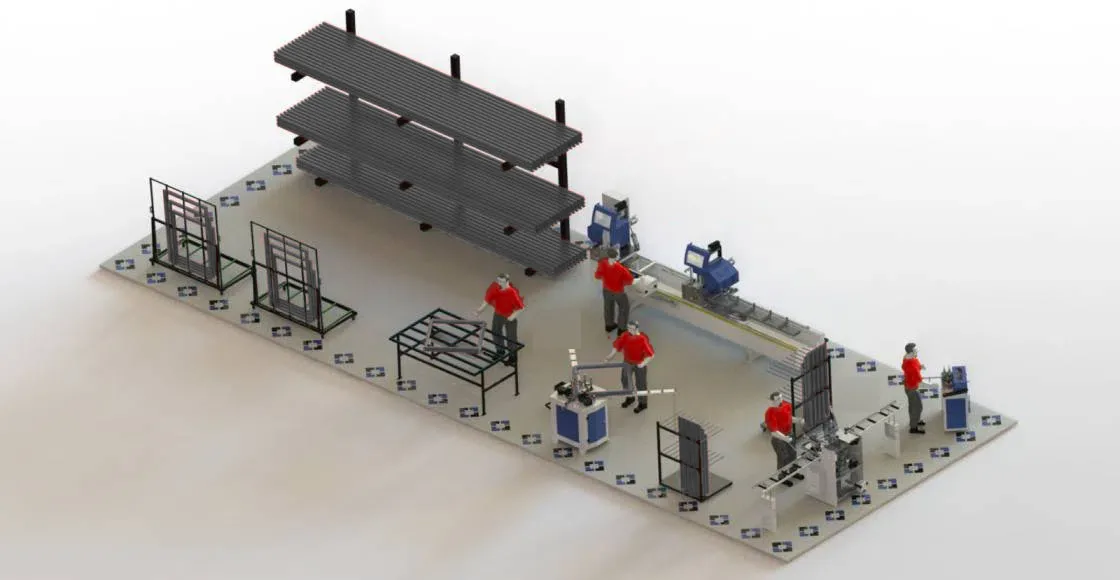 80–100 Aluminium Windows per 8-Hour Shift production line layout