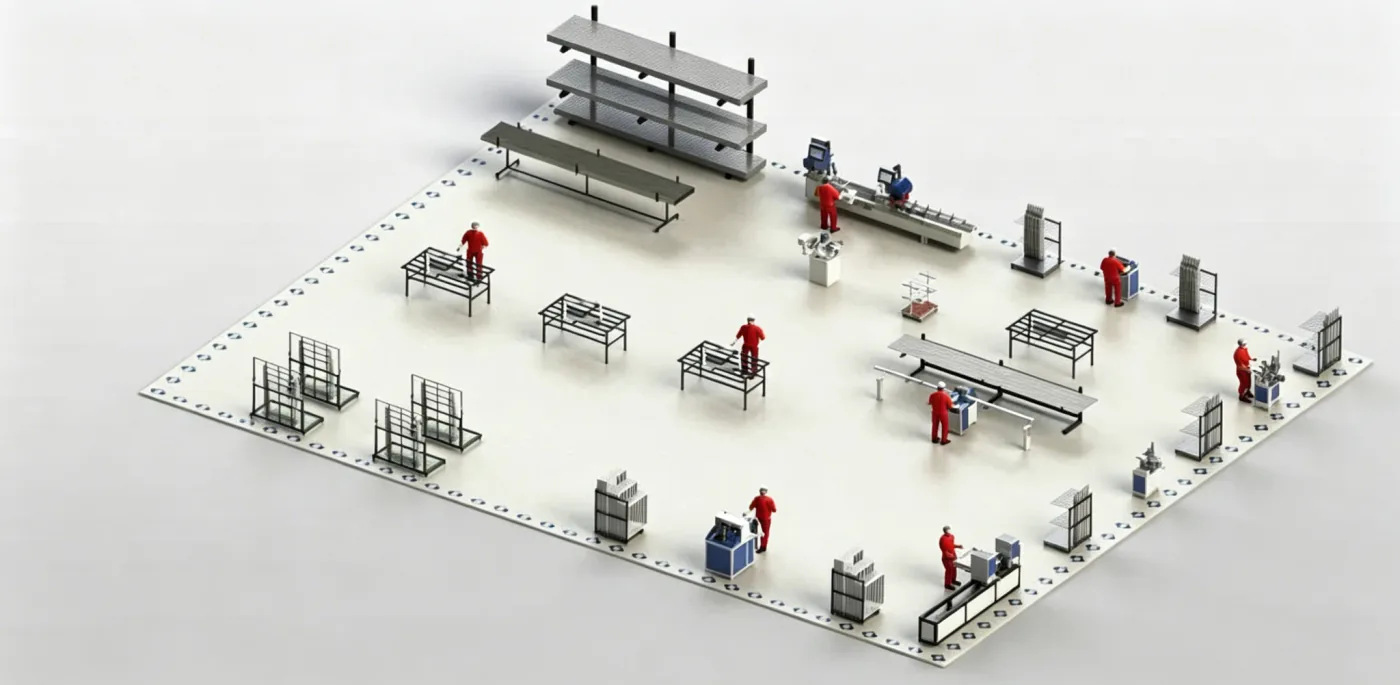 60–80 uPVC Windows per 8-Hour Shift production line layout